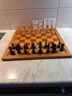 Homas Lux schaak- dambord met houten pionnen en damschijven, Hobby en Vrije tijd, Gezelschapsspellen | Bordspellen, Gebruikt, Ophalen of Verzenden