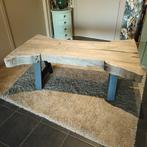 industriele salontafel houten balken zwarte metalen poten, Huis en Inrichting, Tafels | Salontafels, Ophalen, 100 tot 150 cm, 50 tot 75 cm