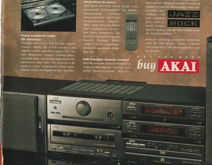 Retro reclame 1992 Akai stereo hifi de MX serie, Verzamelen, Retro, Overige typen, Verzenden