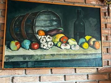 Stilleven met vat en fruit, 1975 beschikbaar voor biedingen