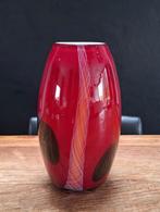 vintage Murano glazen vaas design Antonio da Ros h= 29cm, Huis en Inrichting, Ophalen of Verzenden, Minder dan 50 cm, Rood, Glas