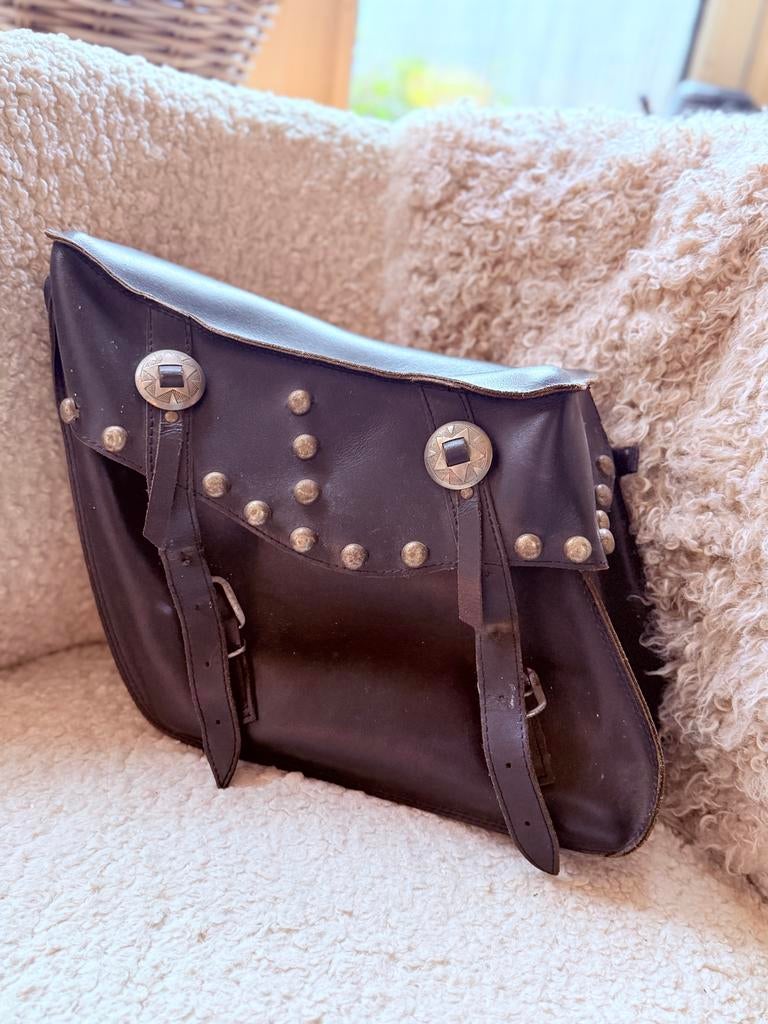 Vintage Leren Motortassen - Hippie Rocker Bohemian, Motoren, Vintage, Gebruikt, Vintage, Vintage