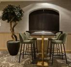 4 Olijfgroene barkrukken, Ophalen, Gebruikt, Met voetsteun, 60 tot 90 cm