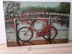 3D schilderij metaal, fiets aan de gracht, Ophalen, Zo goed als nieuw, Schilderij