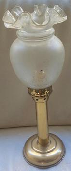 Vintage Tafellamp met Frosted Glas,olie-lamp, Ophalen of Verzenden