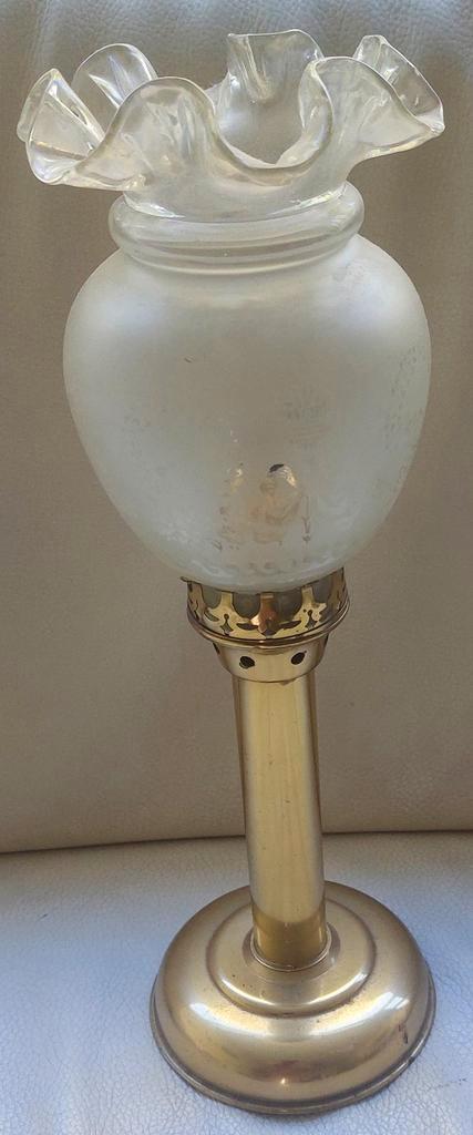 Vintage Tafellamp met Frosted Glas,olie-lamp, Antiek en Kunst, Antiek | Lampen, Ophalen of Verzenden