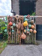 Oude vintage kurken drijvers visnetten strandjutten deco, Tuin en Terras, Tuinwanddecoratie, N, Ophalen of Verzenden, N, N