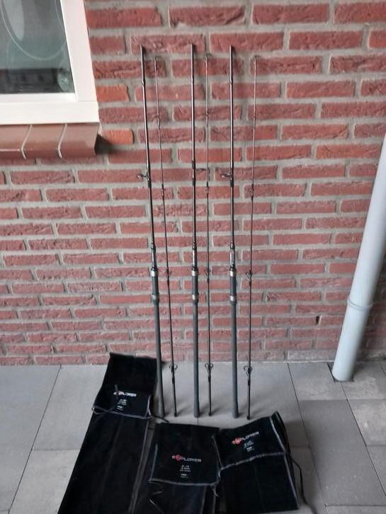 3 Zo goed als Nieuwe Fox Explorer 8/10 ft Karperhengels., Watersport en Boten, Hengelsport | Karpervissen, Zo goed als nieuw, Werphengel
