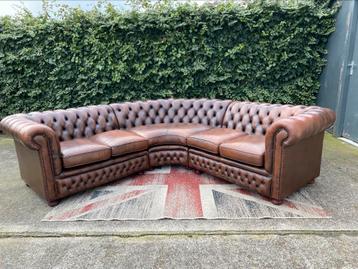 Chesterfield orginele Springvale bruin leren hoekbank beschikbaar voor biedingen