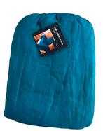 100% linnen hoeslaken 160x200 Pauwblauw, Blauw, Hoeslaken of Sloop, Ophalen of Verzenden, Nieuw