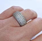 Maat 17,5 - TI SENTO zilveren (925) BREDE ring ZIRKONIA'S, Ophalen, Zo goed als nieuw, 17 tot 18, Dame