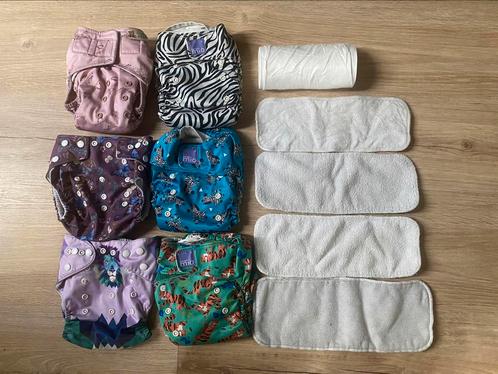 Wasbare luiers set 6 luiers + 4 boosters + 1 rol inlegvellen, Kinderen en Baby's, Overige Kinderen en Baby's, Gebruikt, Ophalen of Verzenden