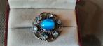 Antieke  broche  met blauwe  maansteen., Sieraden, Tassen en Uiterlijk, Antieke sieraden, Ophalen of Verzenden, Overige materialen