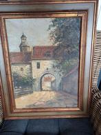 Oude Schilderij: Poort met Toren, Antiek en Kunst, Ophalen of Verzenden