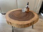Massief ronde Suar houten salontafel/bijzettafel, Handgemaakt, Rond, 50 tot 100 cm, Zo goed als nieuw