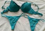 Lingerie setje blauw bh maat 75c string maat 36, H&M, Verzenden, Blauw, Setje