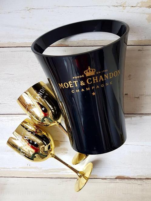 Moet&Chandon Giftpack Champagne Koeler 2 Gouden Glazen., Verzamelen, Glas en Borrelglaasjes, Nieuw, Overige typen, Ophalen of Verzenden