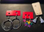 3 Paar oorhangers  Cirkels zwart, sterretjes, Kwastjes, Sieraden, Tassen en Uiterlijk, Ophalen, Overige materialen, Zwart, Hangers