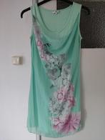 Miss Etam mouwloze dames jurk turquoise met bloemenprint, Maat 38/40 (M), Blauw, Ophalen of Verzenden, Zo goed als nieuw