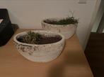 2x ovale rond of ronde bloempot / wit, Ophalen, Zo goed als nieuw, Ovaal