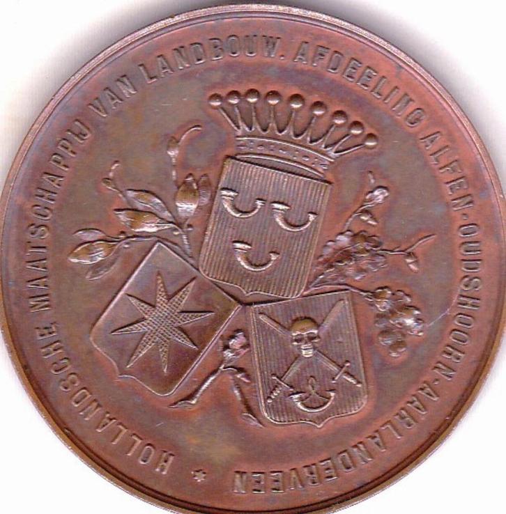 HOLLANDSCHE MAATSCHAPPIJ VAN LANDBOUW AFDEELING ALFEN....., Postzegels en Munten, Penningen en Medailles, Overige materialen, Ophalen of Verzenden