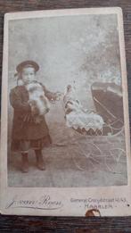 Antieke Foto cdv Meisje met Pop en Kinderwagen, Haarlem, Antiek en Kunst, Ophalen of Verzenden