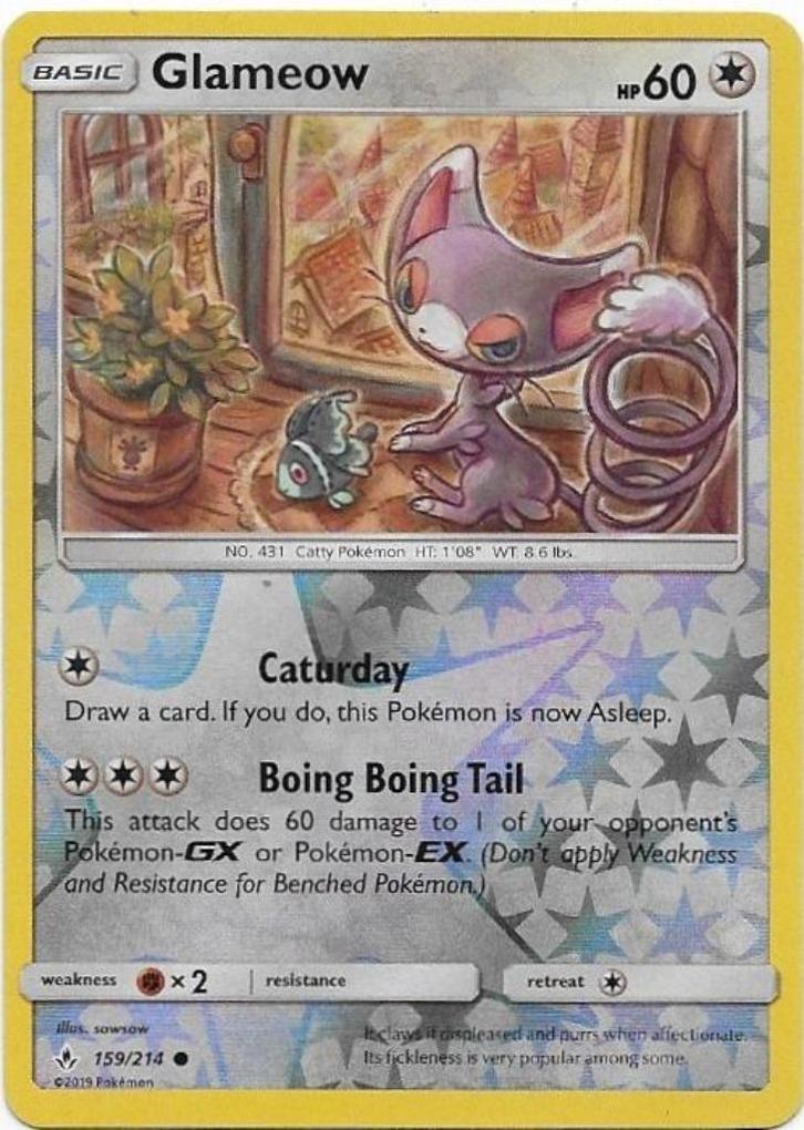 Unbroken Bonds,  Glameow [reverse] 159/214, Hobby en Vrije tijd, Verzamelkaartspellen | Pokémon, Nieuw, Losse kaart, Verzenden