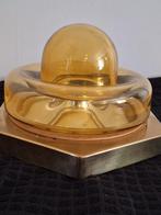 Vintage amberkleurig glazen plafonaire, Ophalen of Verzenden, Gebruikt, Glas