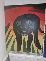 Olieverf op doek zwarte panter, Antiek en Kunst, Ophalen of Verzenden