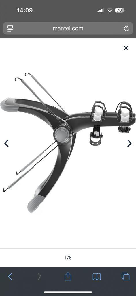 Thule 991 voor 2 fietsen is v bevestiging aan de achterklep, Auto diversen, Fietsendragers, Gebruikt, Achterklepdrager, 2 fietsen