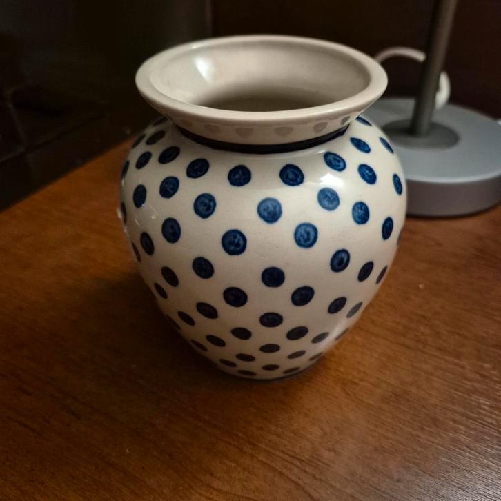 Vintage Boch Keramis Vaas met Blauwe Stippen, Antiek en Kunst, Antiek | Vazen, Ophalen of Verzenden