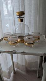 Karaf en glazen set Franse Retro Vintage glazen met goud, Ophalen of Verzenden, Zo goed als nieuw, Overige typen