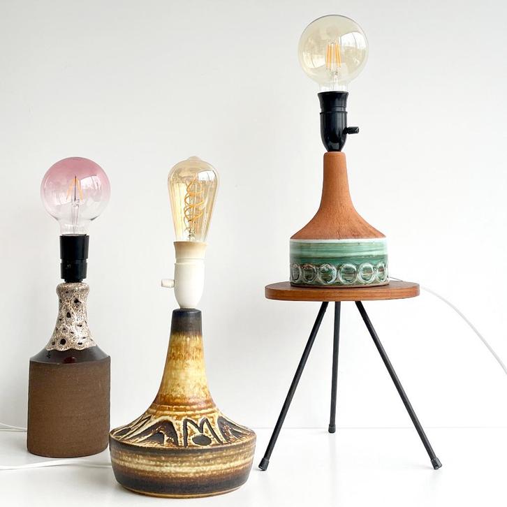 Scandinavisch vintage design LAMPEN keramiek 70s HK living, Huis en Inrichting, Lampen | Tafellampen, Gebruikt, Minder dan 50 cm