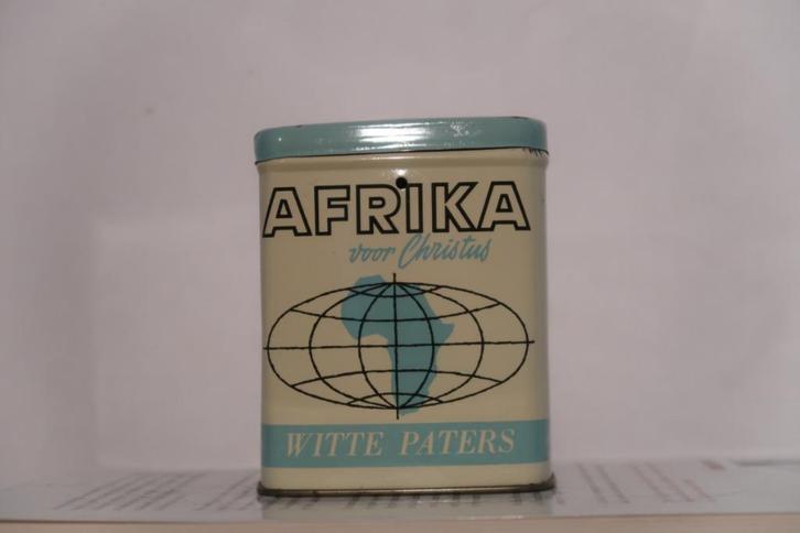 Missiebusje Witte Paters van Afrika, Boxtel, Rotterdam, Verzamelen, Blikken, Gebruikt, Overige, Ophalen of Verzenden
