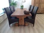 6 leren stoelen, Ophalen, Gebruikt, Bruin, Hout