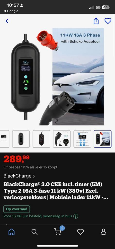 Blackcharge 11KW 16A 3-fase laadkabel - Nieuw in doos, Auto diversen, Laadpalen, Nieuw, Laadkabel, Ophalen