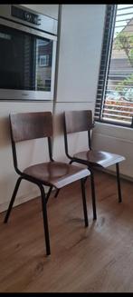 2x zgan Dutchbone scuola stoelen te koop, Huis en Inrichting, Stoelen, Ophalen, Zo goed als nieuw, Bruin, Twee