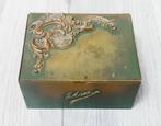 vintage messing doosje/ binnenkant hout, Antiek en Kunst, Ophalen of Verzenden