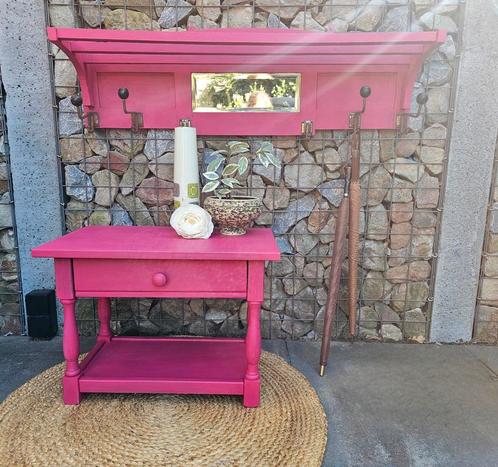 Nachtkastje met kapstok, fuchsia roze, los of als set, Huis en Inrichting, Slaapkamer | Nachtkastjes, Zo goed als nieuw, 70 cm of meer
