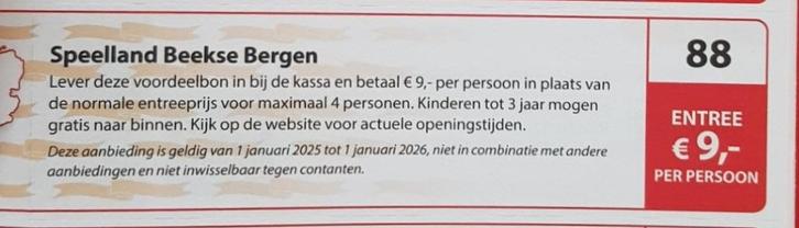 Speelland Beekse Bergen kortingsbon, Tickets en Kaartjes, Recreatie | Dierentuinen, Drie personen of meer, Kortingskaart