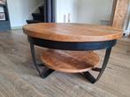 Kleine salontafel mangohout met metaal, Huis en Inrichting, Tafels | Salontafels, Ophalen, 50 tot 100 cm, Rond, 50 tot 100 cm