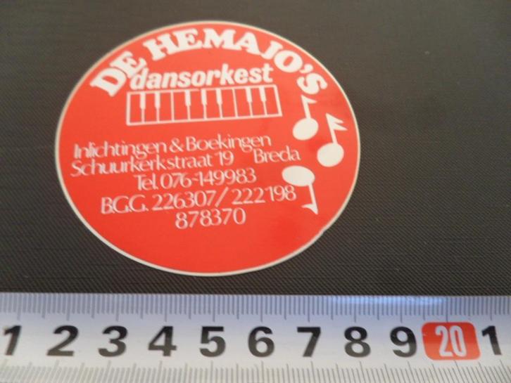 sticker Breda DE HEMAJO'S Dansorkest Schuurkerkstraat 19, Verzamelen, Stickers, Zo goed als nieuw, Ophalen
