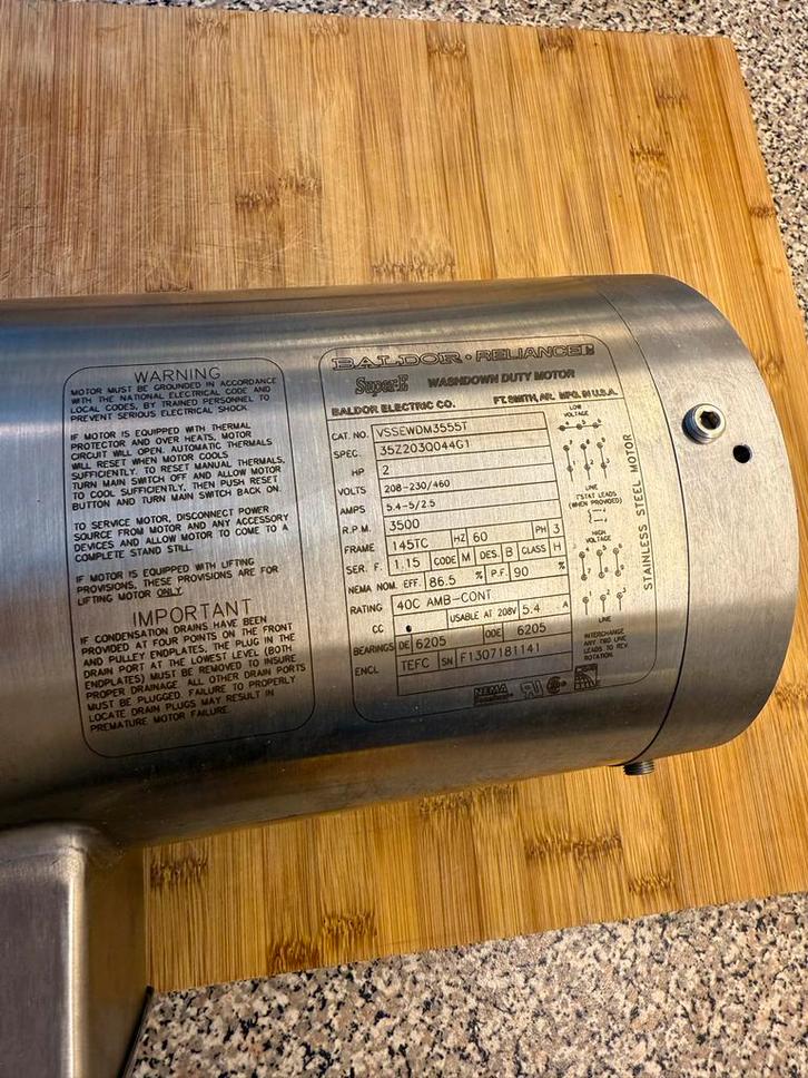 Baldor Reliance RVS Motor - 2PK, 3500 RPM, Doe-het-zelf en Verbouw, Motoren, Gebruikt, Elektromotor, 1800 rpm of meer, Ophalen of Verzenden