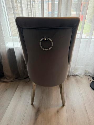 6 luxe eetkamerstoelen – velvet stof met RVS poten beschikbaar voor biedingen