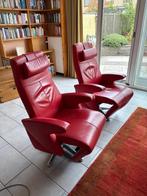 Rode verstelbare fauteuils (2 stuks), Ophalen, Gebruikt, Leer, 75 tot 100 cm