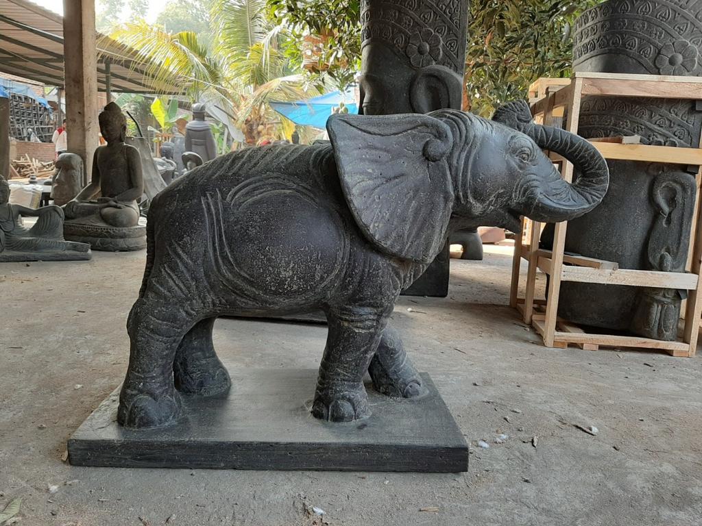 Olifant 105cm waterspuwer Olifanten fontein Vijver Elephant, Ophalen of Verzenden, Nieuw, Steen, Dierenbeeld