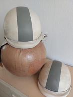 Vintage motorhelm 2 stuks wit met grijze band, Dames, XL, Overige typen, Tweedehands