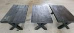 Rechte zwarte mangohouten salontafel voorzien van x-poten, Huis en Inrichting, Tafels | Salontafels, 50 tot 100 cm, Minder dan 50 cm