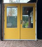 Buitendraaiende merbau deuren met kozijn 3 puntsluiting., Ophalen, 120 cm of meer, 200 tot 215 cm, Buitendeur