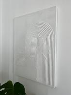 Japandi Stijl Wandkunst –Minimalistisch Wit Reliëf op Canvas, Ophalen of Verzenden, Nieuw, Rechthoekig, Minder dan 50 cm